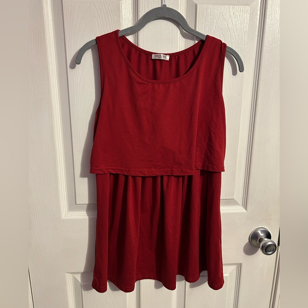 Red nursing tank top